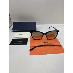 Fendi Sunglasses With Case FF 0344/S 807M2 Black Gold Frame Brown Lenses  *Read*